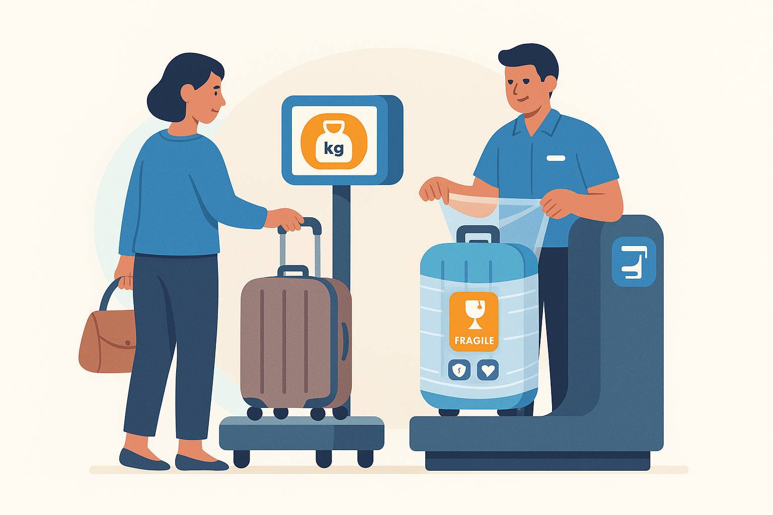 Weigh and pack luggage