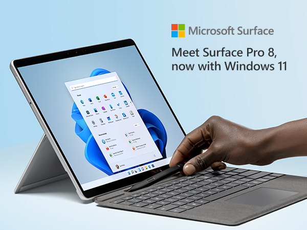 Silver Surface Pro 8.