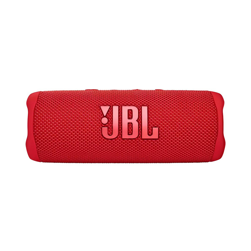 Red JBL Bluetooth speaker.
