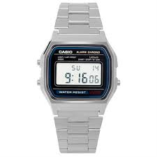 Silver Casio watch with scratch on dial